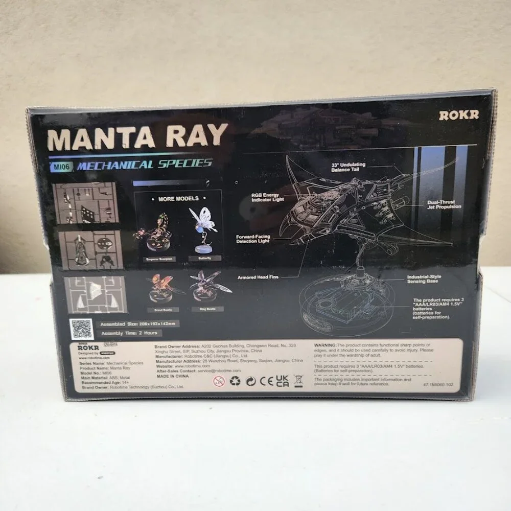 NEW ROKR 3D Metal Model Manta Ray Electric Mechanical Building Model Teens Toy P